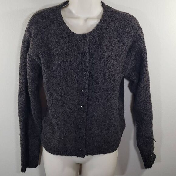 Limited Women Long Sleeve Button Down Sweater Knitted Black Medium - Picture 1 of 11